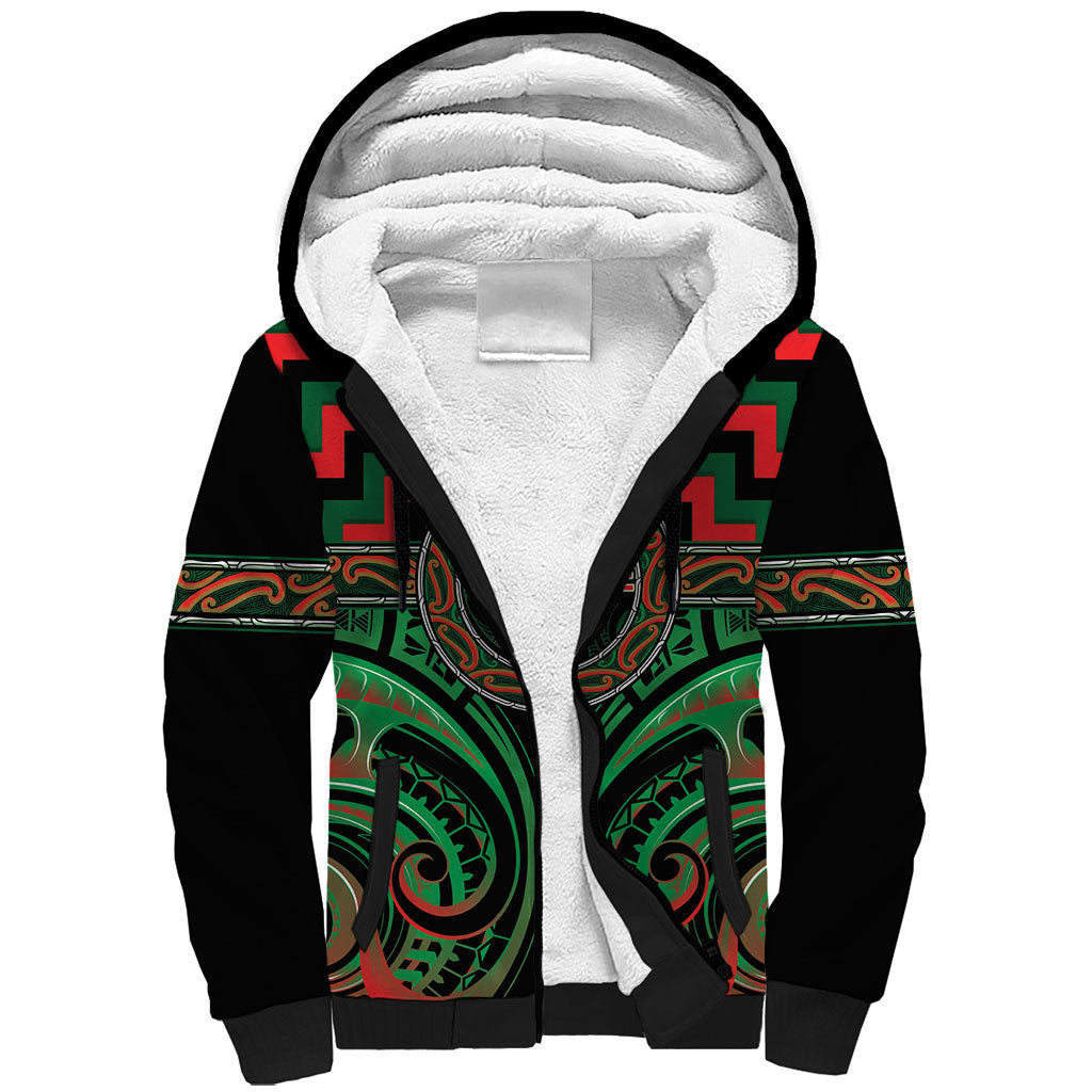 Aotearoa Ngai Tuhoe Personalised Sherpa Hoodie Maori Iwi Poutama Puhoro Tattoo LT14 Unisex Green - Polynesian Pride