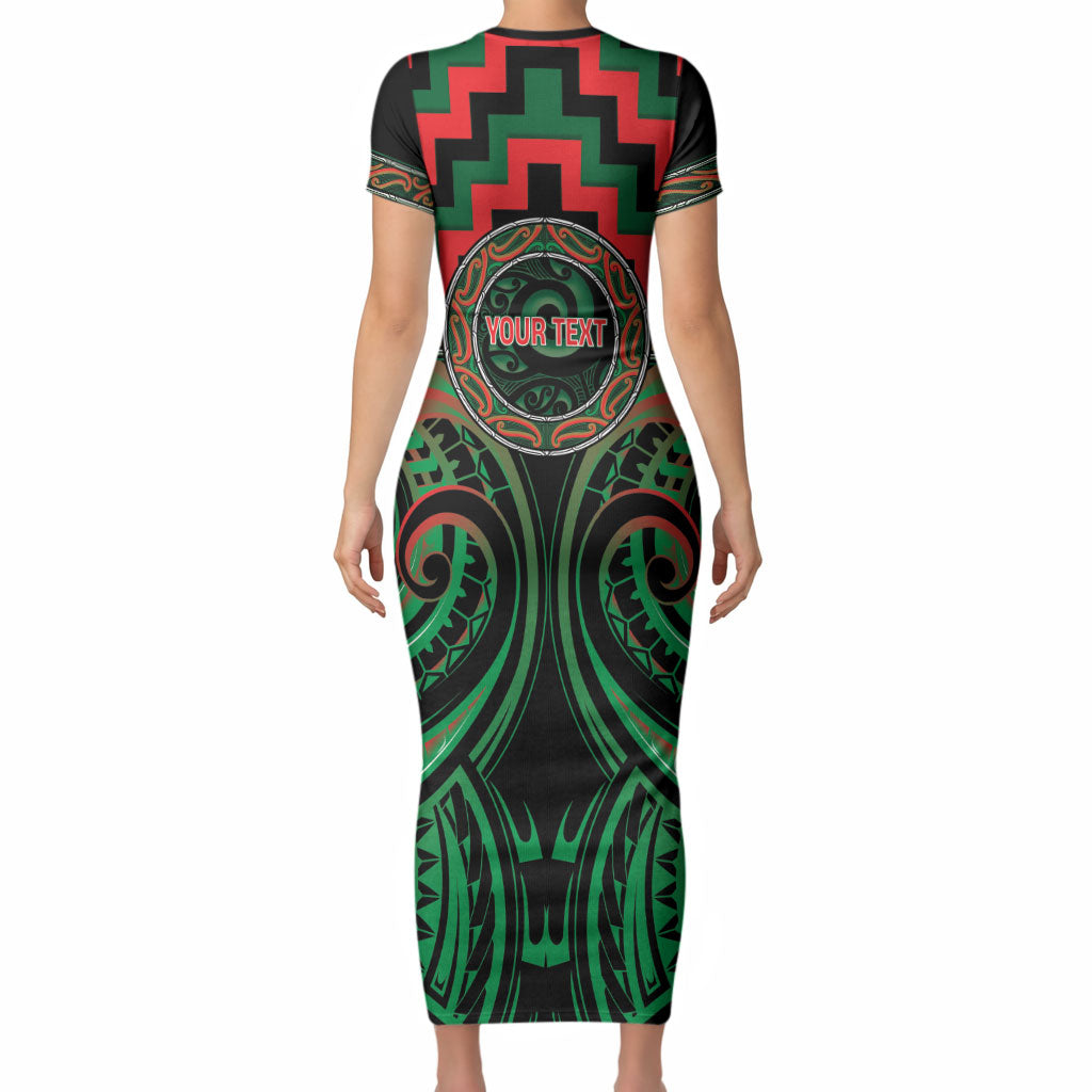 Aotearoa Ngai Tuhoe Personalised Short Sleeve Bodycon Dress Maori Iwi Poutama Puhoro Tattoo LT14 - Polynesian Pride