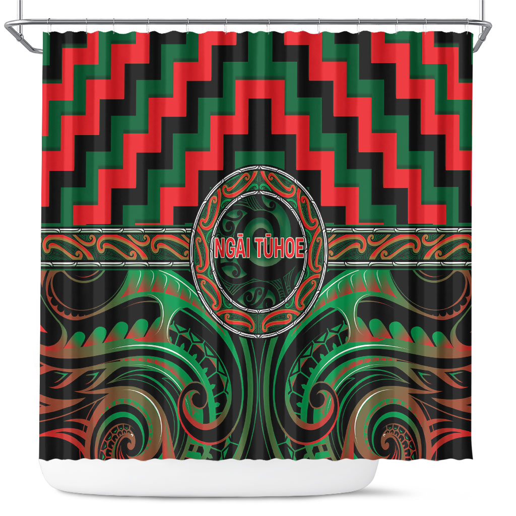 Aotearoa Ngai Tuhoe Shower Curtain Maori Iwi Poutama Puhoro Tattoo LT14 Green - Polynesian Pride