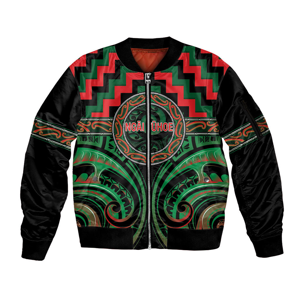 Aotearoa Ngai Tuhoe Personalised Sleeve Zip Bomber Jacket Maori Iwi Poutama Puhoro Tattoo LT14 Unisex Green - Polynesian Pride