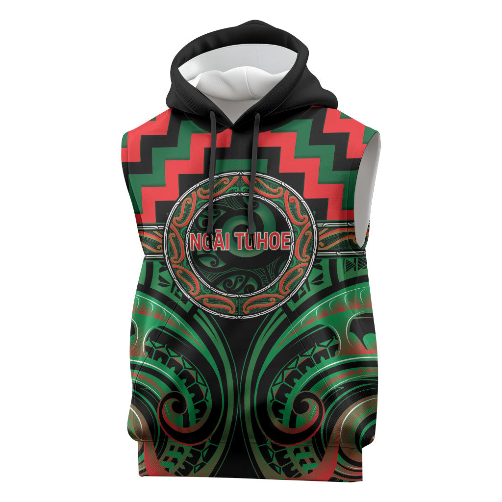 Aotearoa Ngai Tuhoe Personalised Sleeveless Hoodie Maori Iwi Poutama Puhoro Tattoo LT14 Green - Polynesian Pride