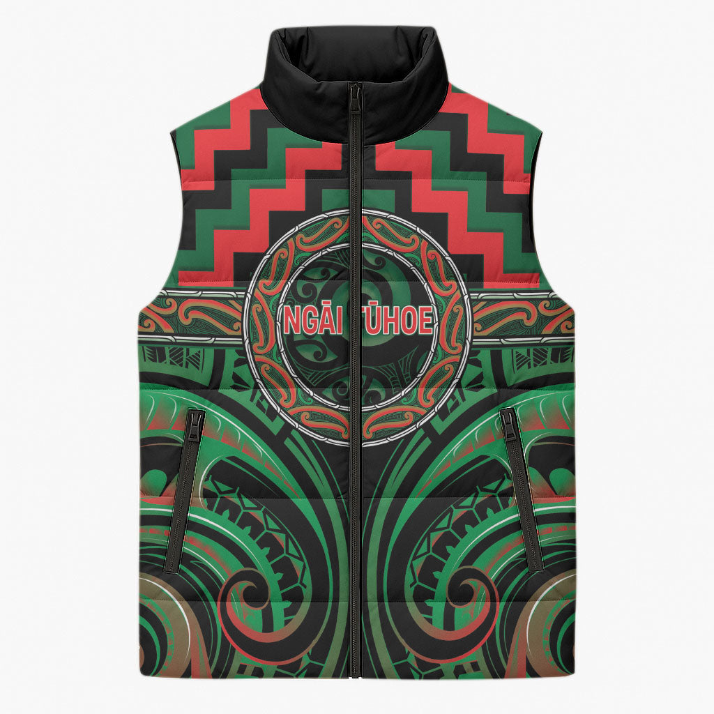 Aotearoa Ngai Tuhoe Personalised Sleeveless Puffer Jacket Maori Iwi Poutama Puhoro Tattoo LT14 Unisex Green - Polynesian Pride