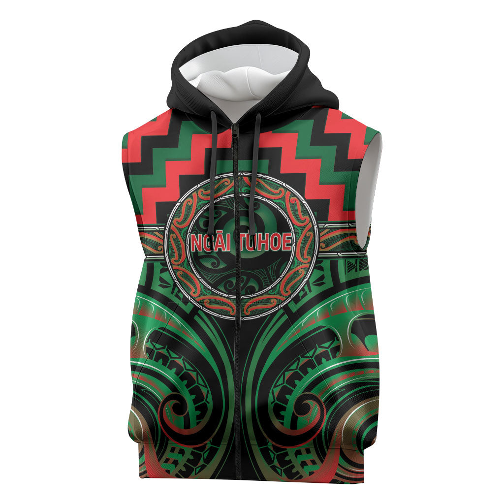 Aotearoa Ngai Tuhoe Personalised Sleeveless Zip Hoodie Maori Iwi Poutama Puhoro Tattoo LT14 Green - Polynesian Pride