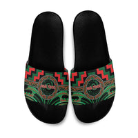 Aotearoa Ngai Tuhoe Slide Sandals Maori Iwi Poutama Puhoro Tattoo LT14 Green - Polynesian Pride