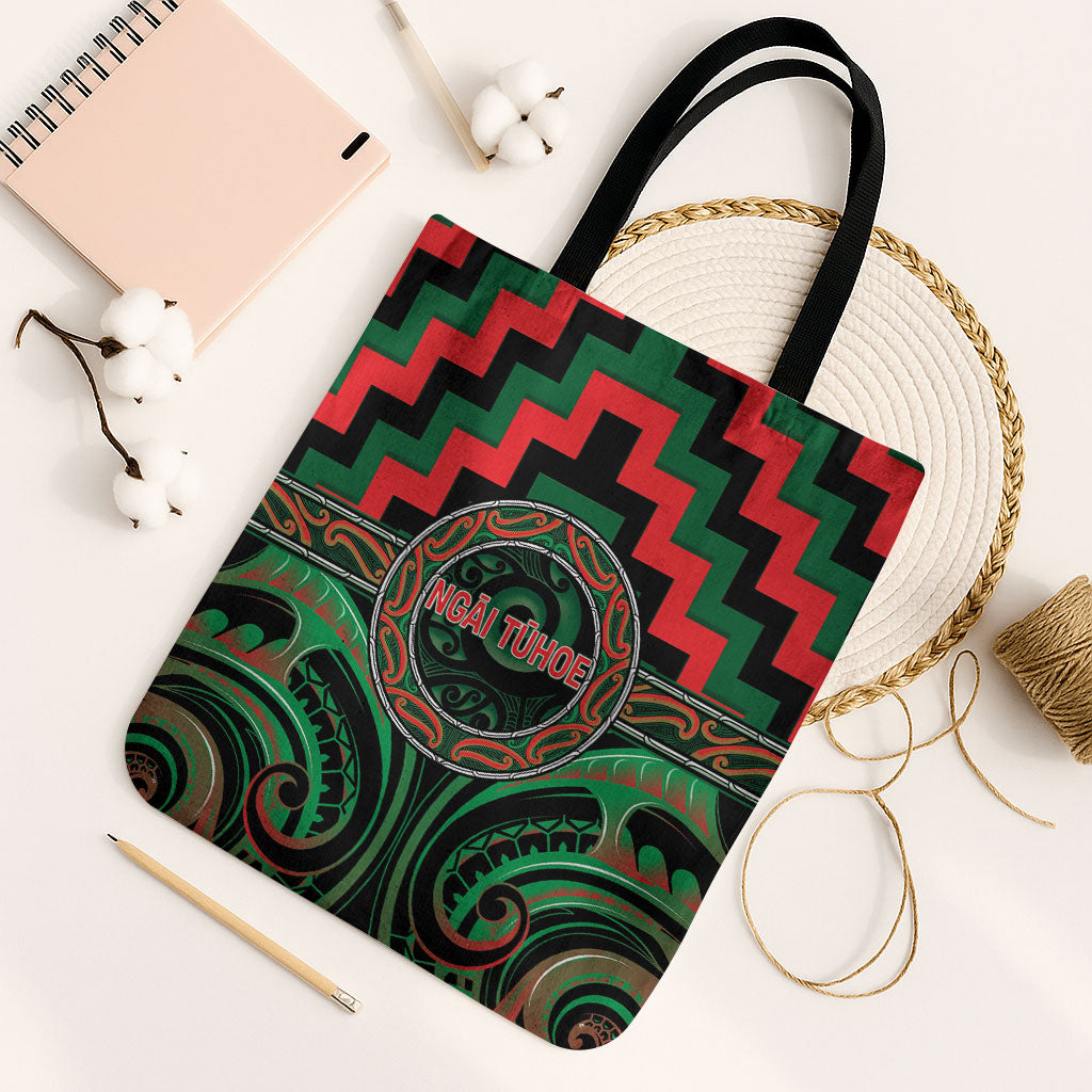 Aotearoa Ngai Tuhoe Tote Bag Maori Iwi Poutama Puhoro Tattoo LT14 Black Strap One Size Green - Polynesian Pride