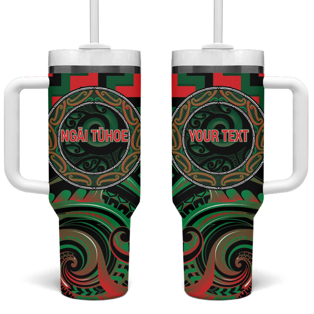 Aotearoa Ngai Tuhoe Personalised Tumbler With Handle Maori Iwi Poutama Puhoro Tattoo LT14 One Size: 40 oz Green - Polynesian Pride