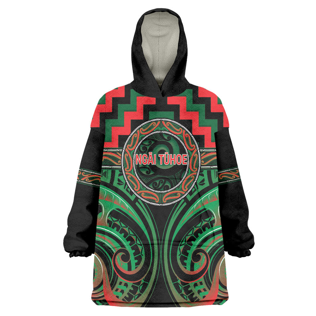 Aotearoa Ngai Tuhoe Personalised Wearable Blanket Hoodie Maori Iwi Poutama Puhoro Tattoo LT14 One Size Green - Polynesian Pride