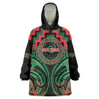 Aotearoa Ngai Tuhoe Personalised Wearable Blanket Hoodie Maori Iwi Poutama Puhoro Tattoo LT14 One Size Green - Polynesian Pride