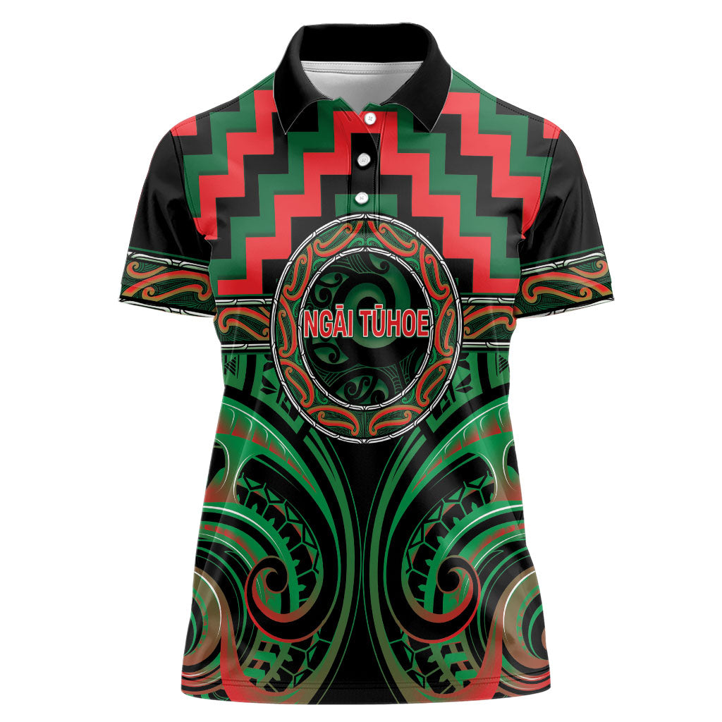 Aotearoa Ngai Tuhoe Personalised Women Polo Shirt Maori Iwi Poutama Puhoro Tattoo LT14 Female Green - Polynesian Pride