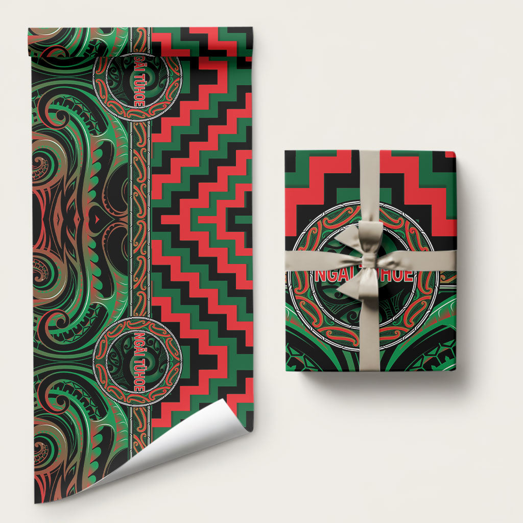 Aotearoa Ngai Tuhoe Wrapping Paper Maori Iwi Poutama Puhoro Tattoo LT14 58" × 23" Green - Polynesian Pride