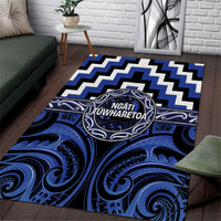 Aotearoa Ngati Tuwharetoa Area Rug Maori Iwi Poutama Puhoro Tattoo LT14 Blue - Polynesian Pride