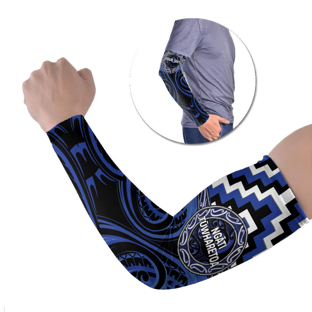 Aotearoa Ngati Tuwharetoa Personalised Arm Sleeves Maori Iwi Poutama Puhoro Tattoo LT14 Set of 2 Blue - Polynesian Pride