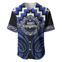 Aotearoa Ngati Tuwharetoa Personalised Baseball Jersey Maori Iwi Poutama Puhoro Tattoo LT14 Blue - Polynesian Pride