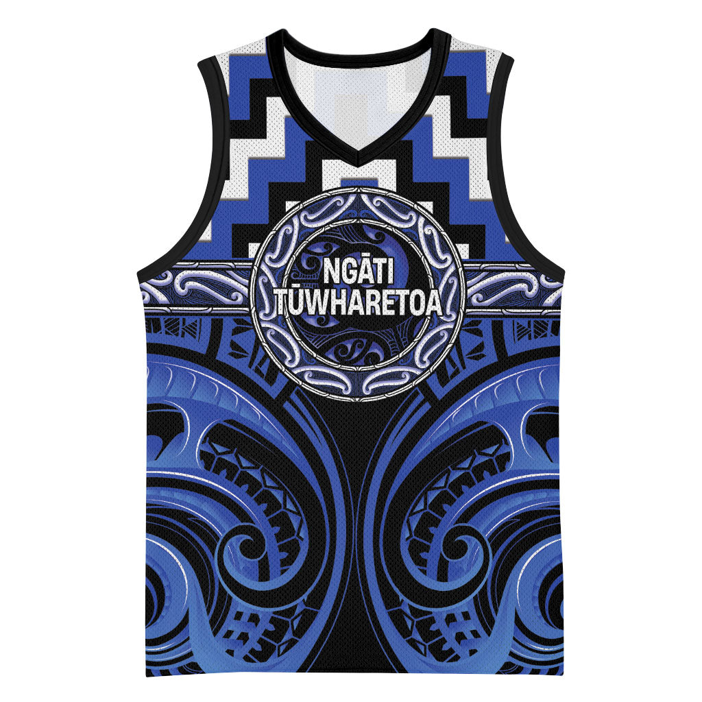 Aotearoa Ngati Tuwharetoa Personalised Basketball Jersey Maori Iwi Poutama Puhoro Tattoo LT14 Unisex Blue - Polynesian Pride