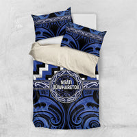 Aotearoa Ngati Tuwharetoa Bedding Set Maori Iwi Poutama Puhoro Tattoo LT14 US Twin 172cm x 218cm Blue - Polynesian Pride