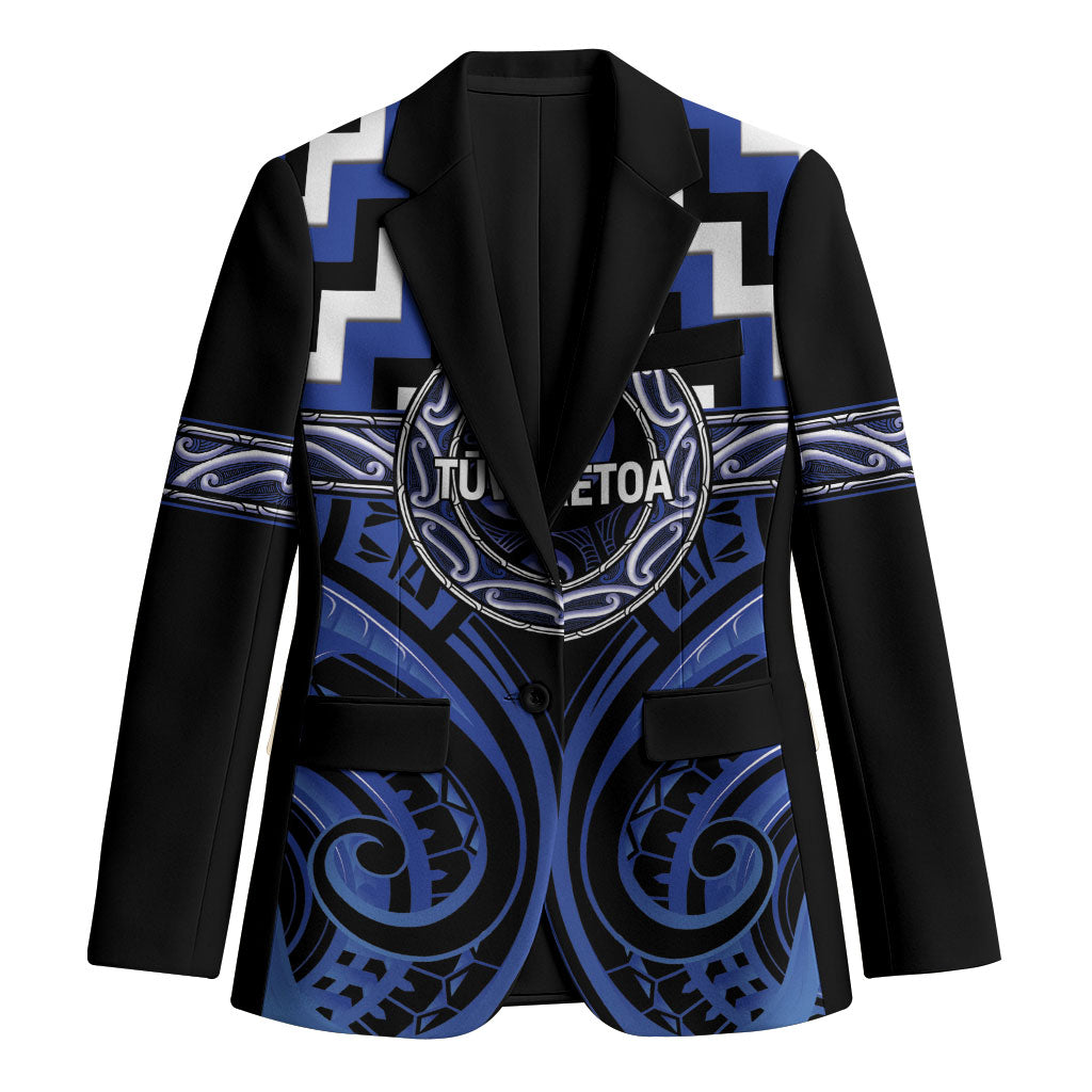 Aotearoa Ngati Tuwharetoa Personalised Blazer Maori Iwi Poutama Puhoro Tattoo LT14 Unisex Blue - Polynesian Pride