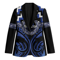 Aotearoa Ngati Tuwharetoa Personalised Blazer Maori Iwi Poutama Puhoro Tattoo LT14 Unisex Blue - Polynesian Pride