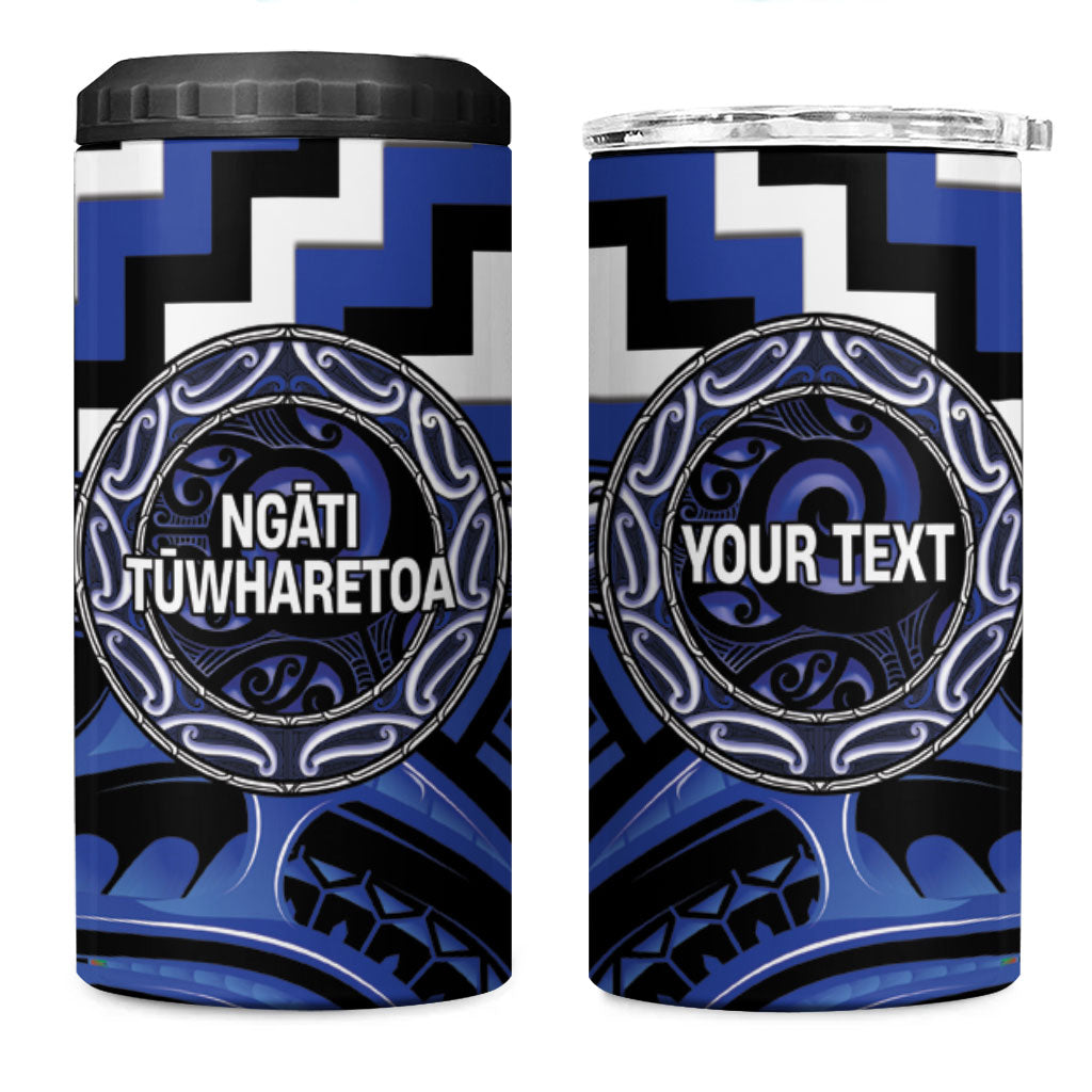 Aotearoa Ngati Tuwharetoa Personalised 4 in 1 Can Cooler Tumbler Maori Iwi Poutama Puhoro Tattoo LT14 One Size: 16 oz Blue - Polynesian Pride