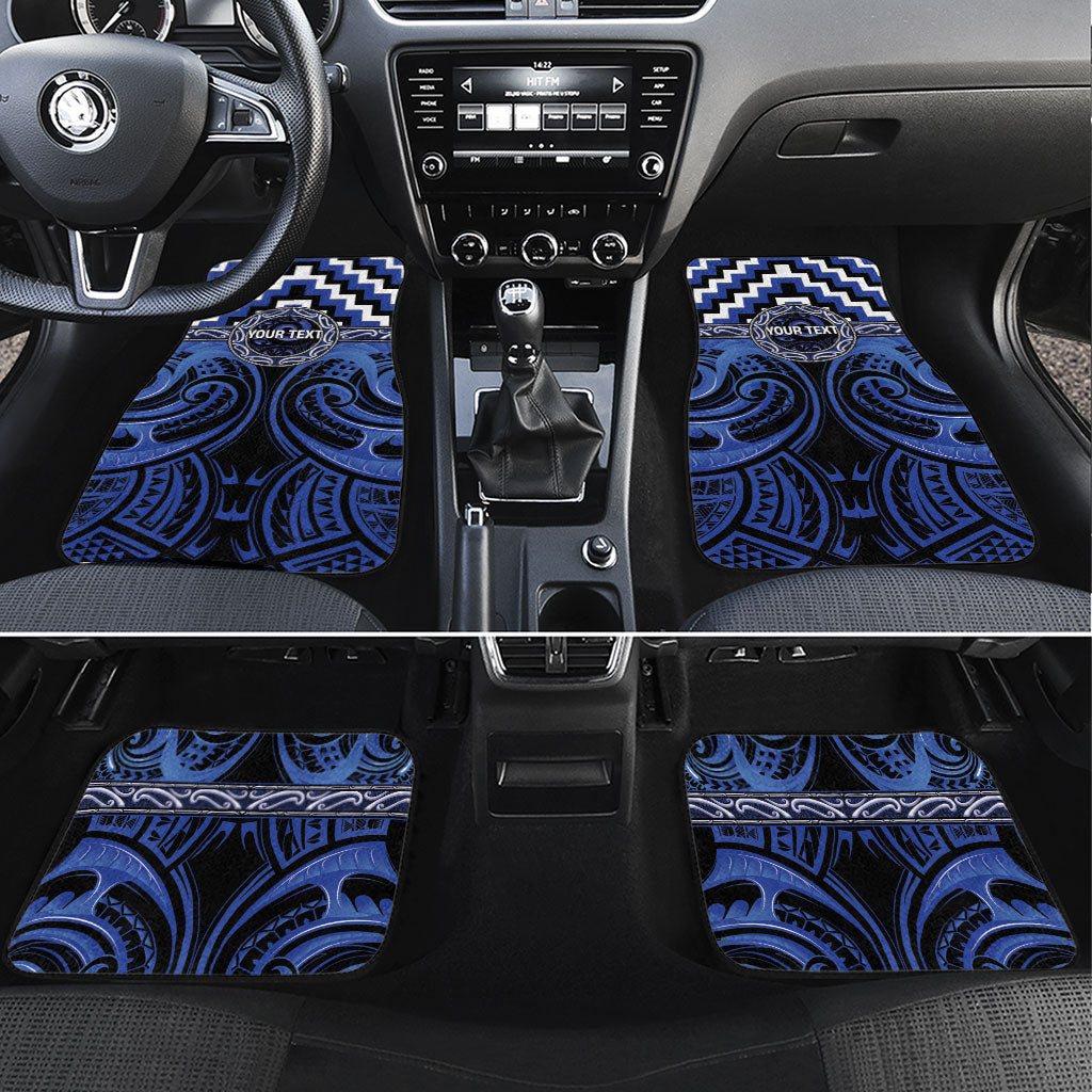 Aotearoa Ngati Tuwharetoa Personalised Car Mats Maori Iwi Poutama Puhoro Tattoo LT14 Set 4pcs Blue - Polynesian Pride