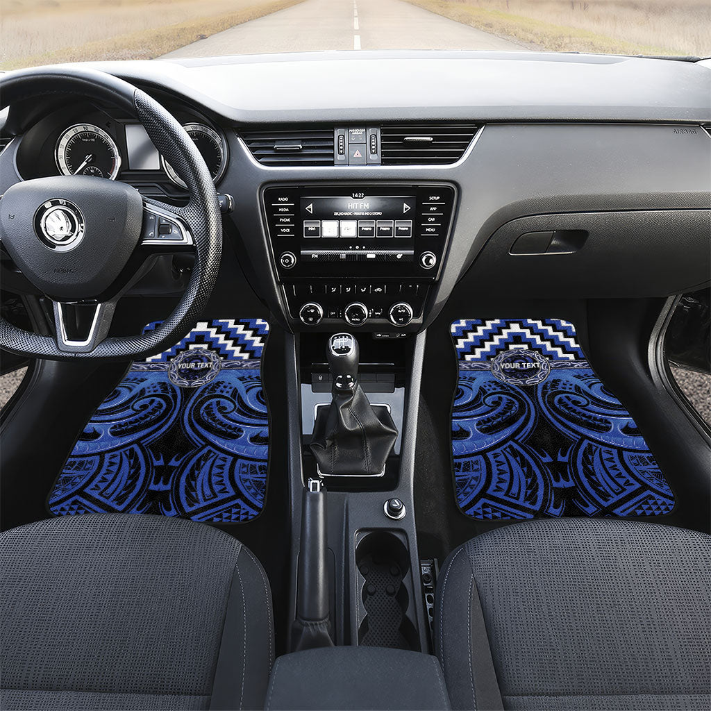 Aotearoa Ngati Tuwharetoa Personalised Car Mats Maori Iwi Poutama Puhoro Tattoo LT14 Set 2pcs - Front Blue - Polynesian Pride