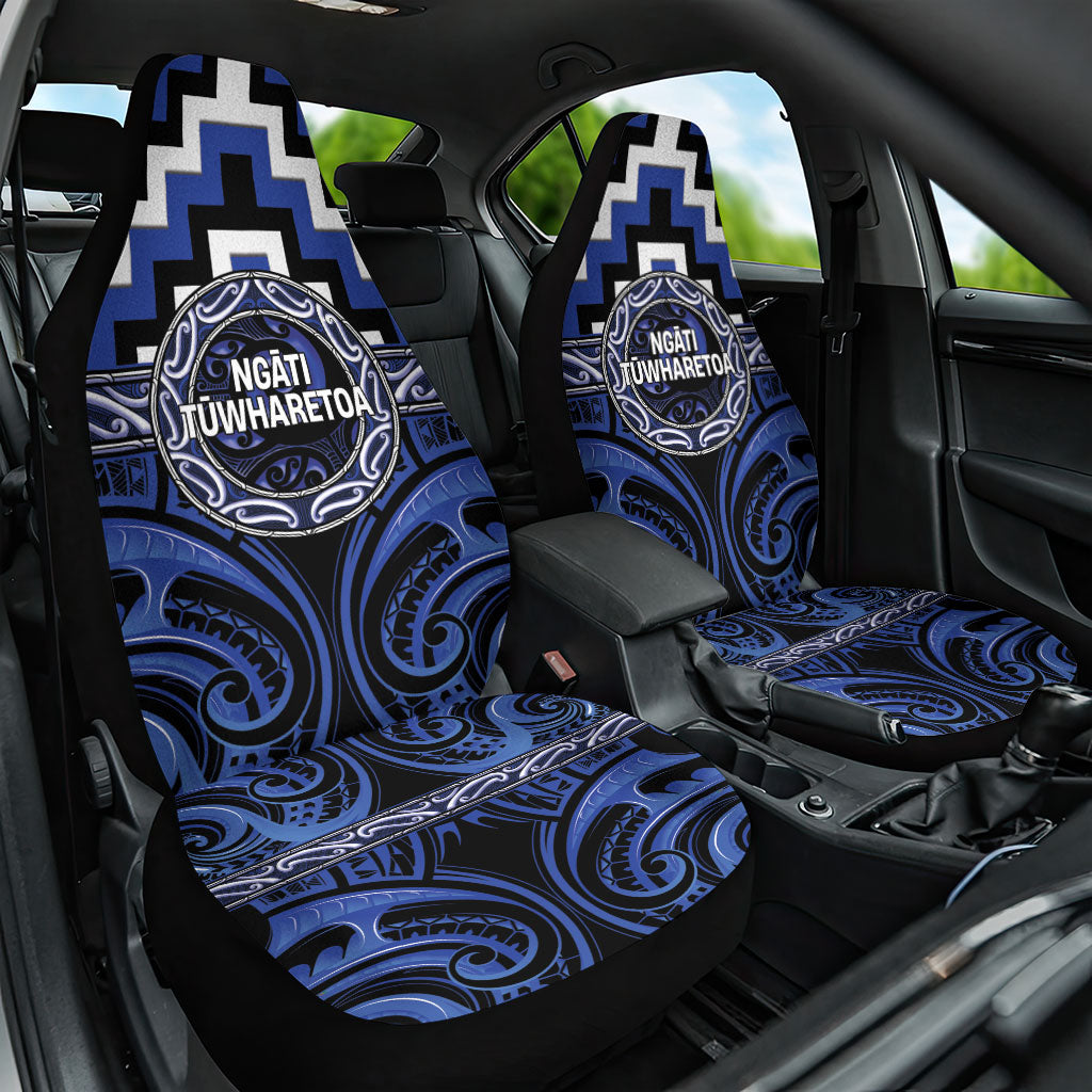 Aotearoa Ngati Tuwharetoa Car Seat Cover Maori Iwi Poutama Puhoro Tattoo LT14 One Size Blue - Polynesian Pride