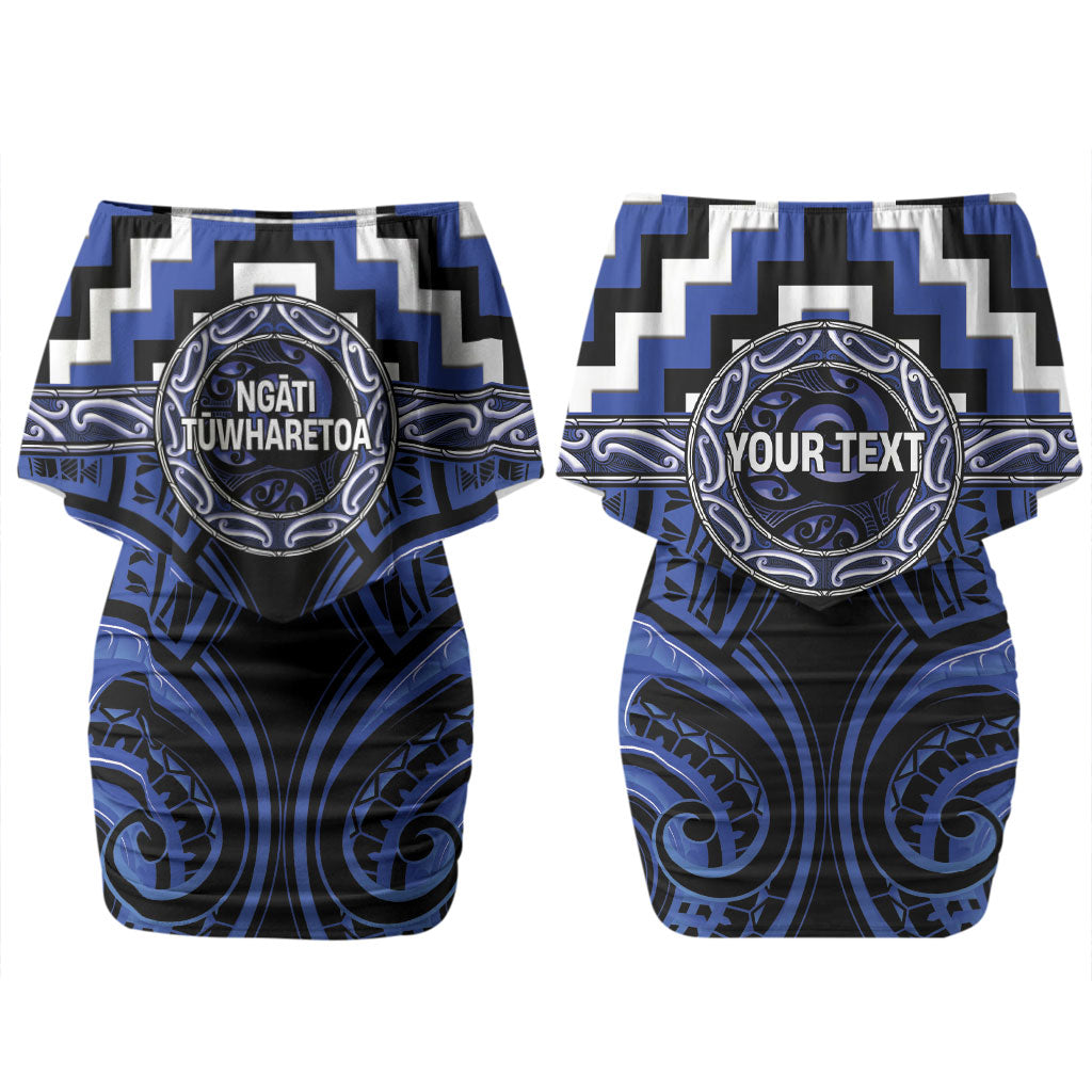 Aotearoa Ngati Tuwharetoa Personalised Couples Matching Off Shoulder Short Dress and Long Sleeve Button Shirt Maori Iwi Poutama Puhoro Tattoo LT14 - Polynesian Pride