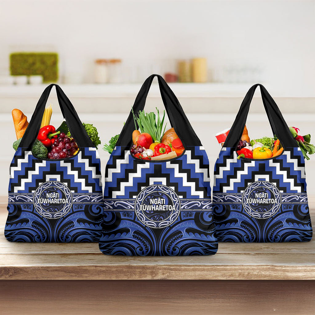 Aotearoa Ngati Tuwharetoa Grocery Bag Maori Iwi Poutama Puhoro Tattoo LT14 3-pack One Size Blue - Polynesian Pride