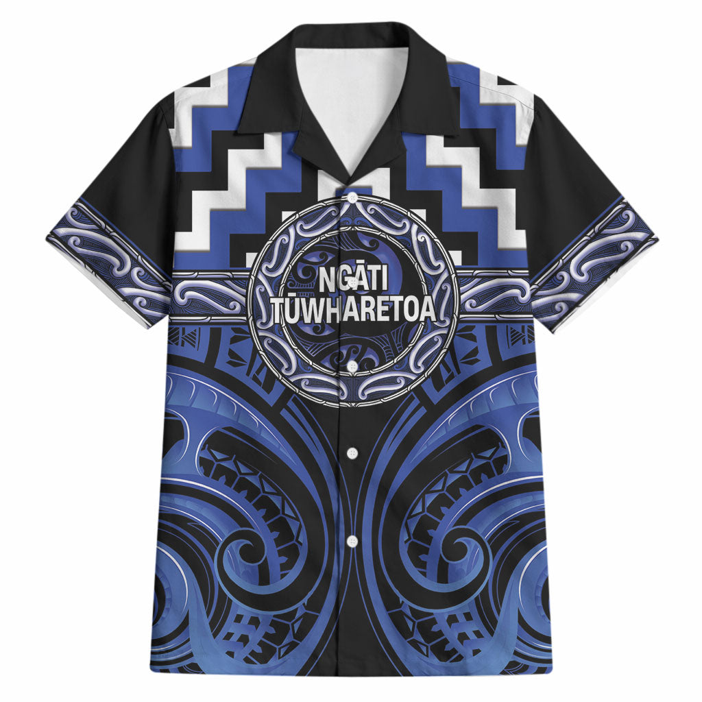 Aotearoa Ngati Tuwharetoa Personalised Hawaiian Shirt Maori Iwi Poutama Puhoro Tattoo LT14 Blue - Polynesian Pride