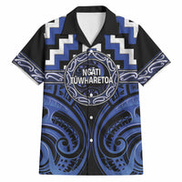 Aotearoa Ngati Tuwharetoa Personalised Hawaiian Shirt Maori Iwi Poutama Puhoro Tattoo LT14 Blue - Polynesian Pride