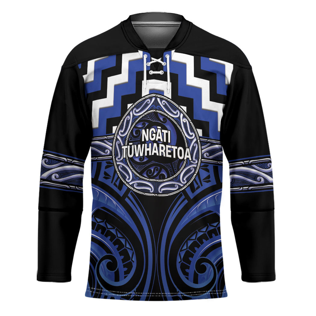 Aotearoa Ngati Tuwharetoa Personalised Hockey Jersey Maori Iwi Poutama Puhoro Tattoo LT14 Unisex Blue - Polynesian Pride