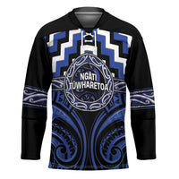 Aotearoa Ngati Tuwharetoa Personalised Hockey Jersey Maori Iwi Poutama Puhoro Tattoo LT14 Unisex Blue - Polynesian Pride