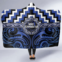 Aotearoa Ngati Tuwharetoa Hooded Blanket Maori Iwi Poutama Puhoro Tattoo LT14 One Size Blue - Polynesian Pride