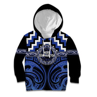 Aotearoa Ngati Tuwharetoa Personalised Kid Hoodie Maori Iwi Poutama Puhoro Tattoo LT14 Hoodie Blue - Polynesian Pride