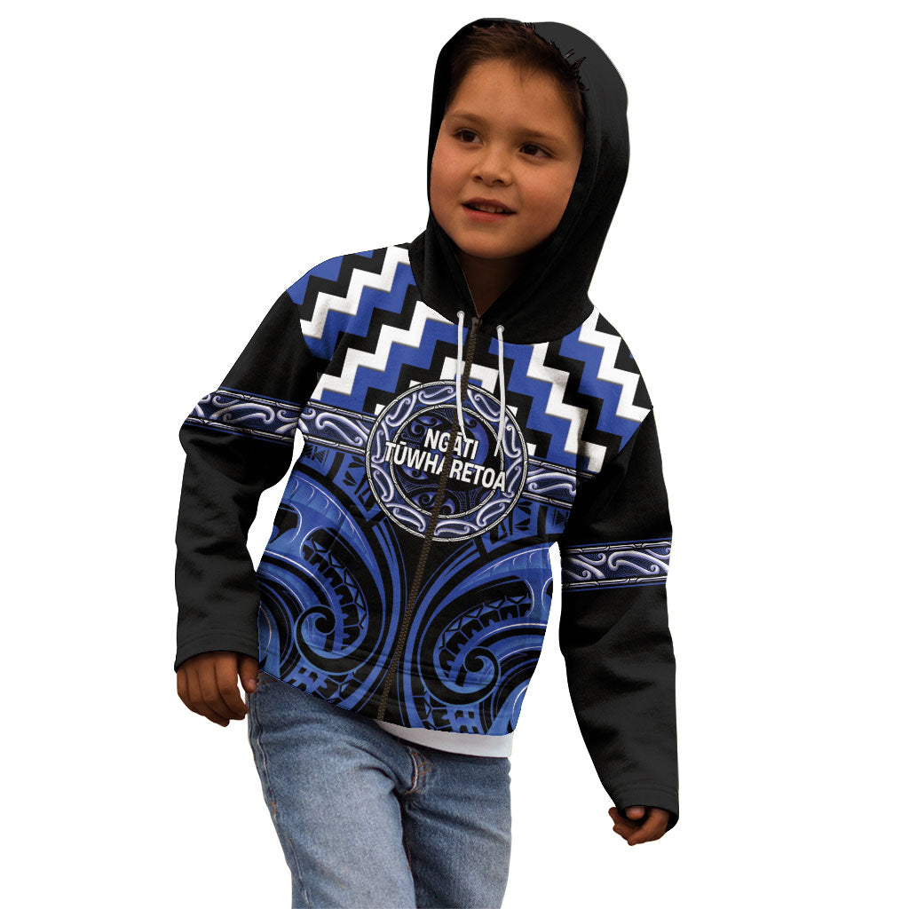 Aotearoa Ngati Tuwharetoa Personalised Kid Hoodie Maori Iwi Poutama Puhoro Tattoo LT14 - Polynesian Pride
