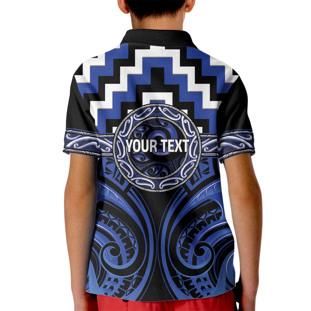 Aotearoa Ngati Tuwharetoa Personalised Kid Polo Shirt Maori Iwi Poutama Puhoro Tattoo LT14 - Polynesian Pride