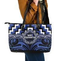Aotearoa Ngati Tuwharetoa Leather Tote Bag Maori Iwi Poutama Puhoro Tattoo LT14 - Polynesian Pride
