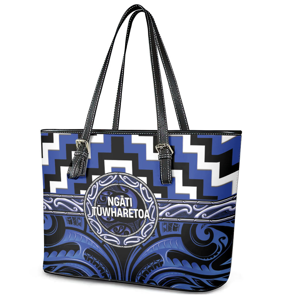Aotearoa Ngati Tuwharetoa Leather Tote Bag Maori Iwi Poutama Puhoro Tattoo LT14 - Polynesian Pride