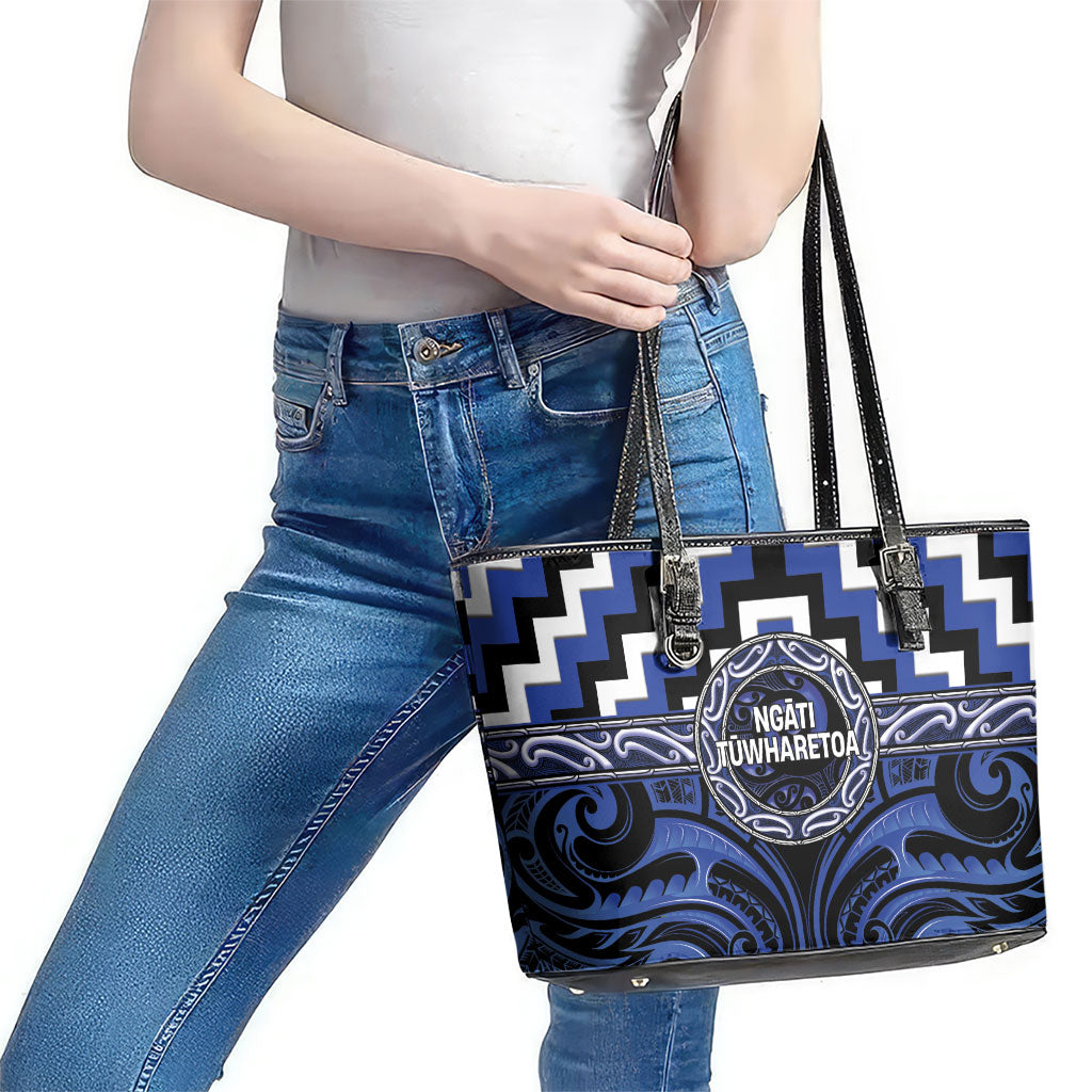 Aotearoa Ngati Tuwharetoa Leather Tote Bag Maori Iwi Poutama Puhoro Tattoo LT14 - Polynesian Pride