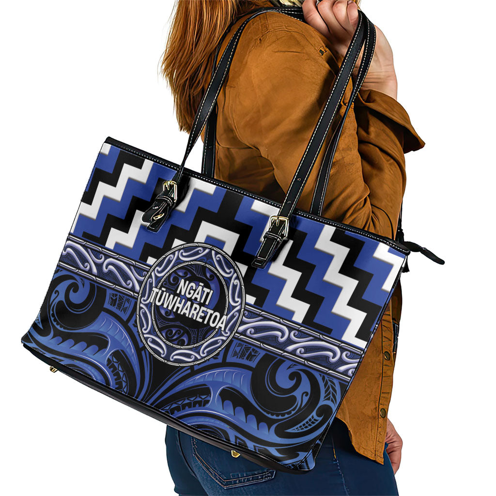 Aotearoa Ngati Tuwharetoa Leather Tote Bag Maori Iwi Poutama Puhoro Tattoo LT14 - Polynesian Pride
