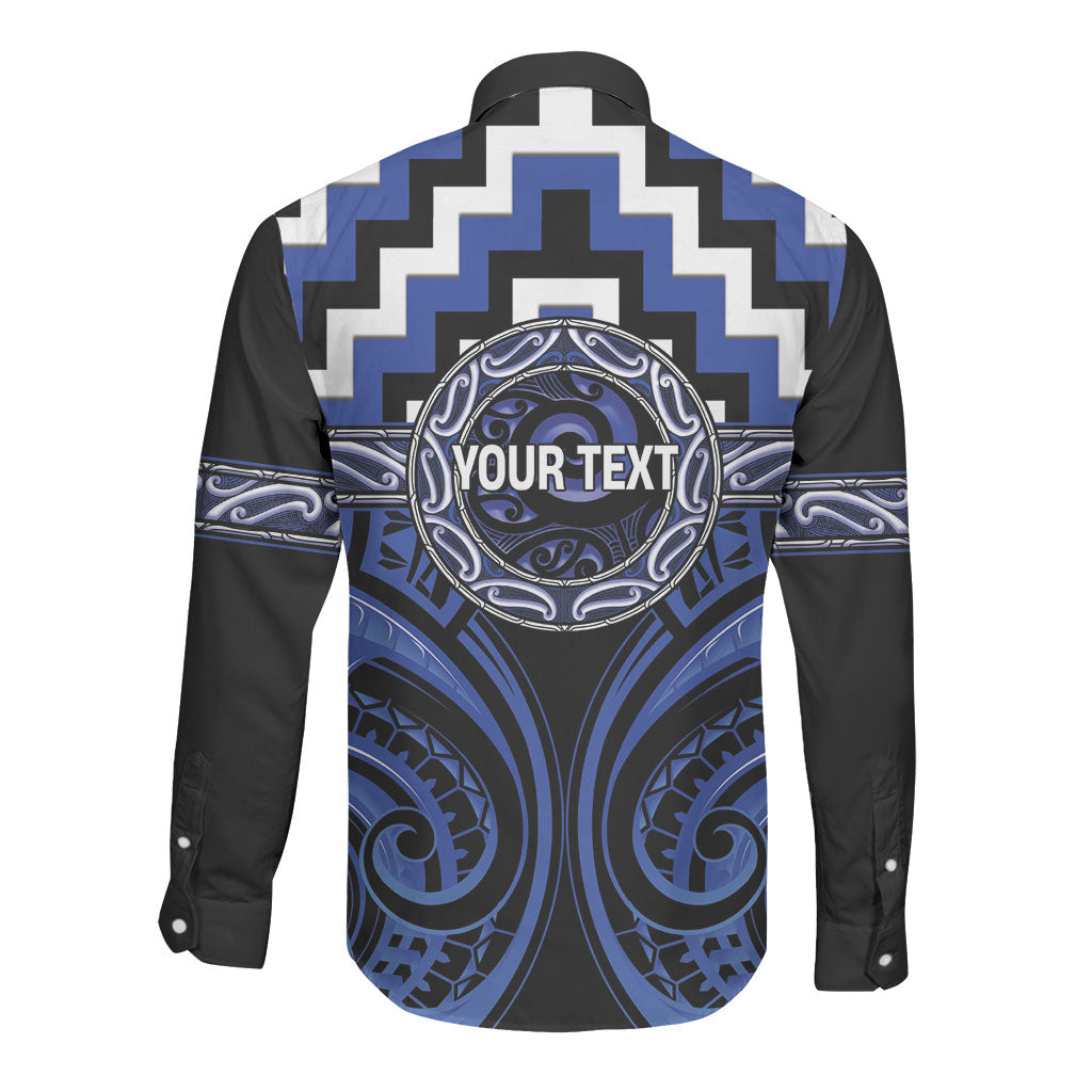 Aotearoa Ngati Tuwharetoa Personalised Long Sleeve Button Shirt Maori Iwi Poutama Puhoro Tattoo LT14 - Polynesian Pride