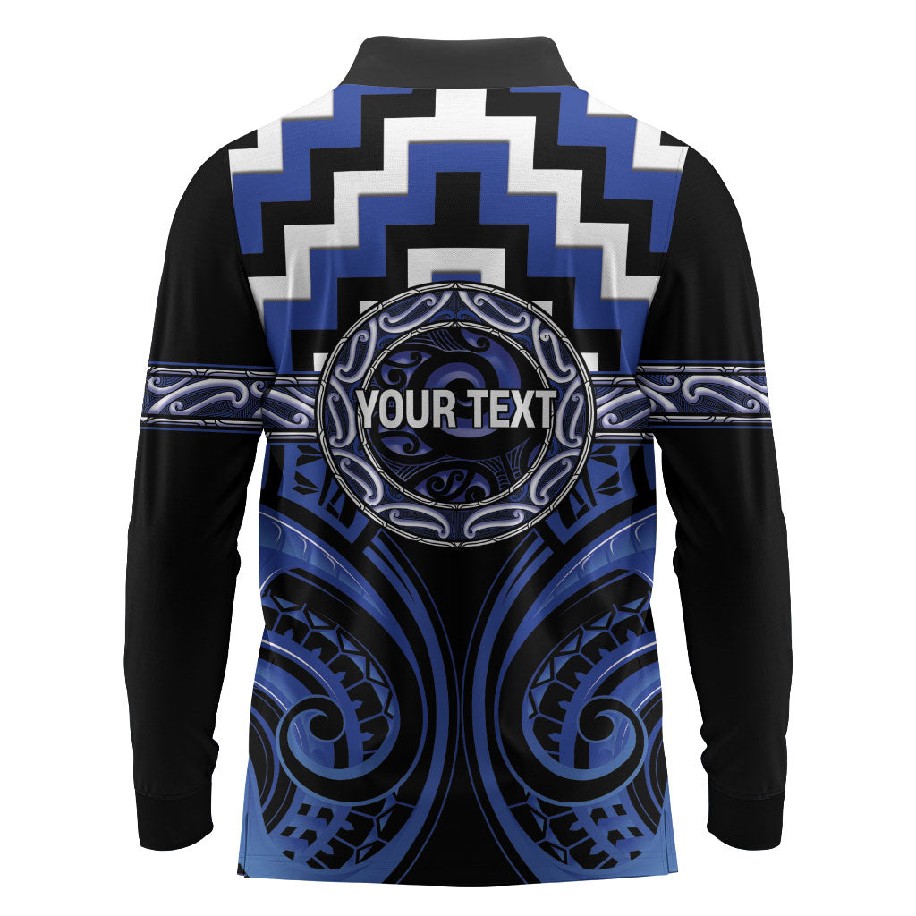 Aotearoa Ngati Tuwharetoa Personalised Long Sleeve Polo Shirt Maori Iwi Poutama Puhoro Tattoo LT14 - Polynesian Pride