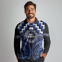 Aotearoa Ngati Tuwharetoa Personalised Long Sleeve Polo Shirt Maori Iwi Poutama Puhoro Tattoo LT14 - Polynesian Pride