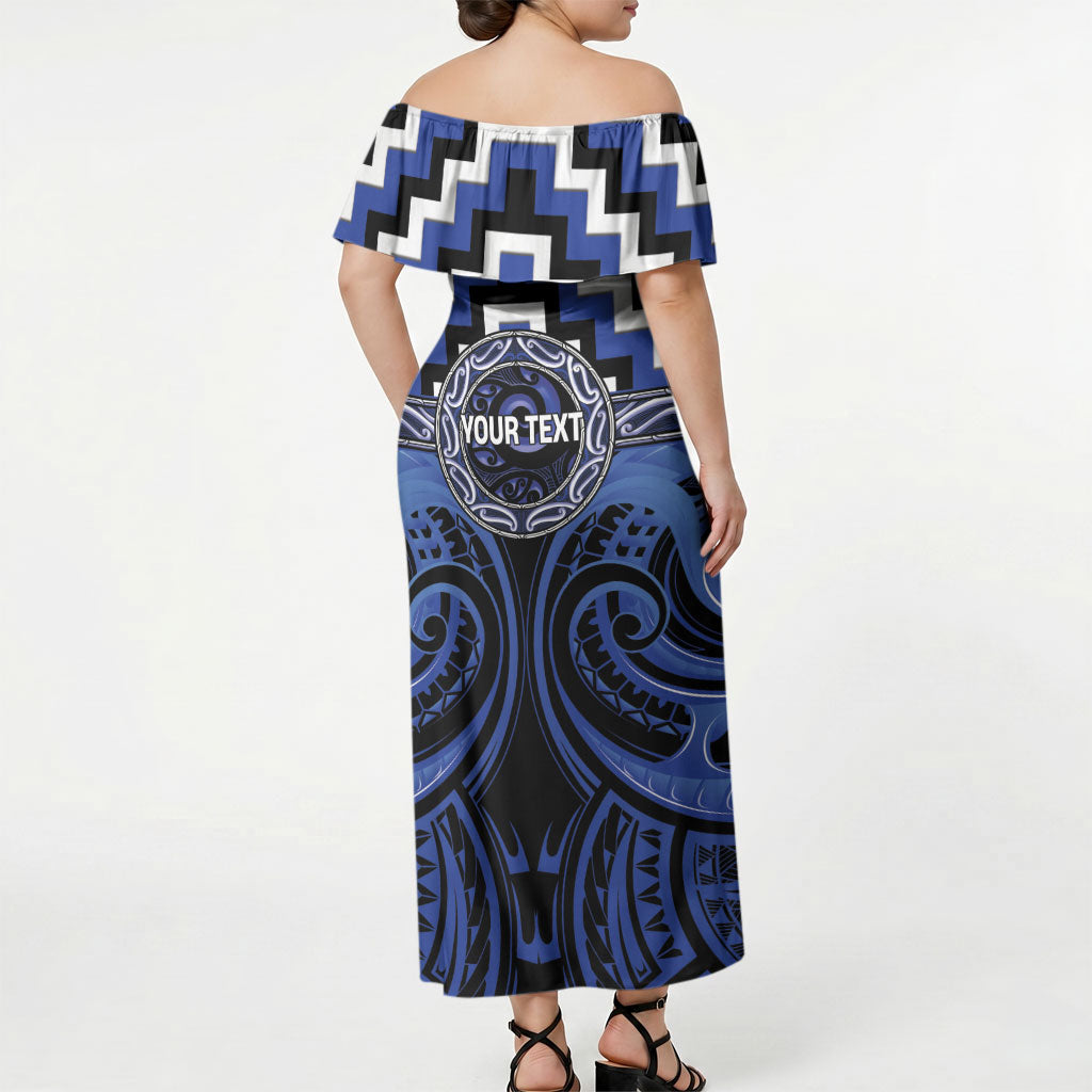 Aotearoa Ngati Tuwharetoa Personalised Off Shoulder Maxi Dress Maori Iwi Poutama Puhoro Tattoo LT14 - Polynesian Pride