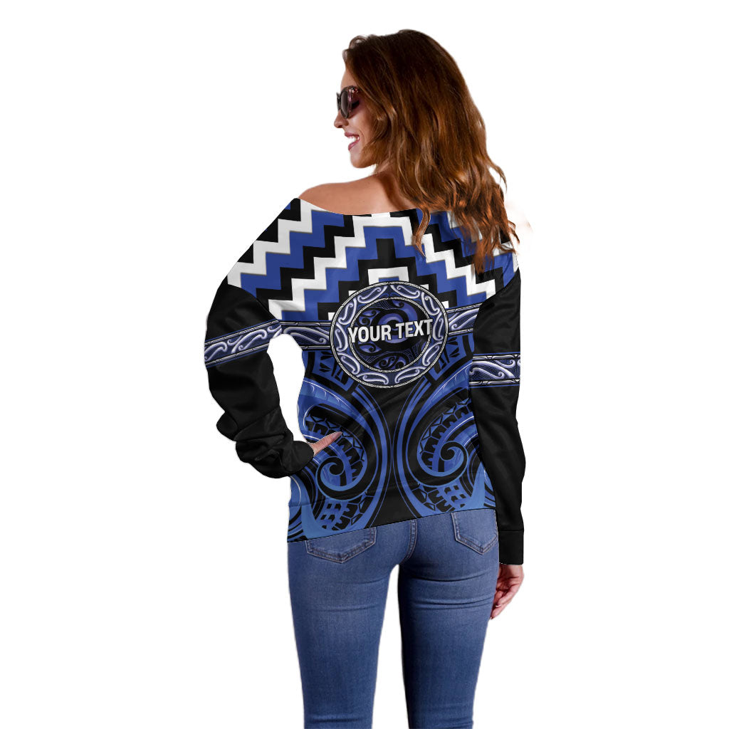 Aotearoa Ngati Tuwharetoa Personalised Off Shoulder Sweater Maori Iwi Poutama Puhoro Tattoo LT14 - Polynesian Pride