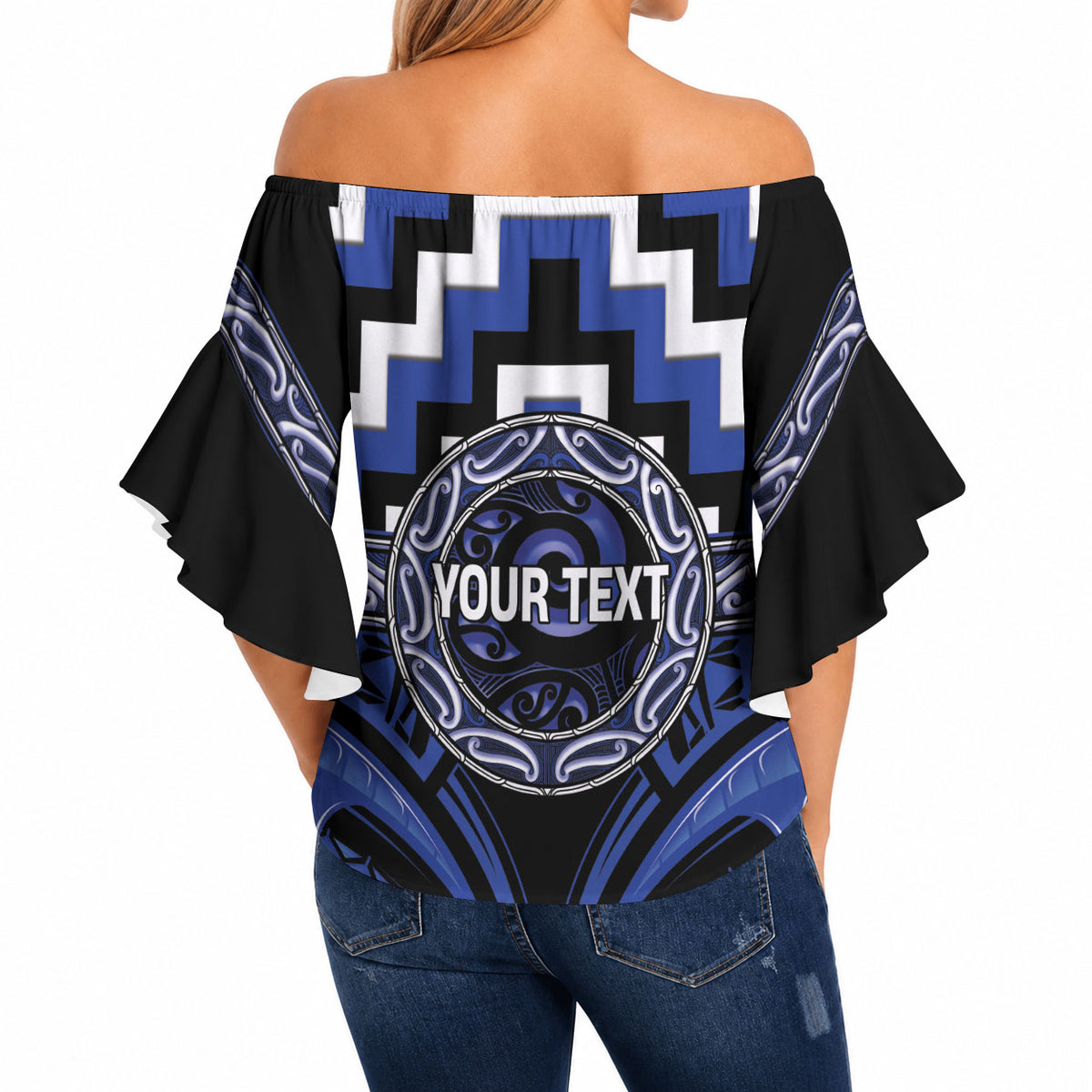 Aotearoa Ngati Tuwharetoa Personalised Off Shoulder Wrap Waist Top Maori Iwi Poutama Puhoro Tattoo LT14 - Polynesian Pride