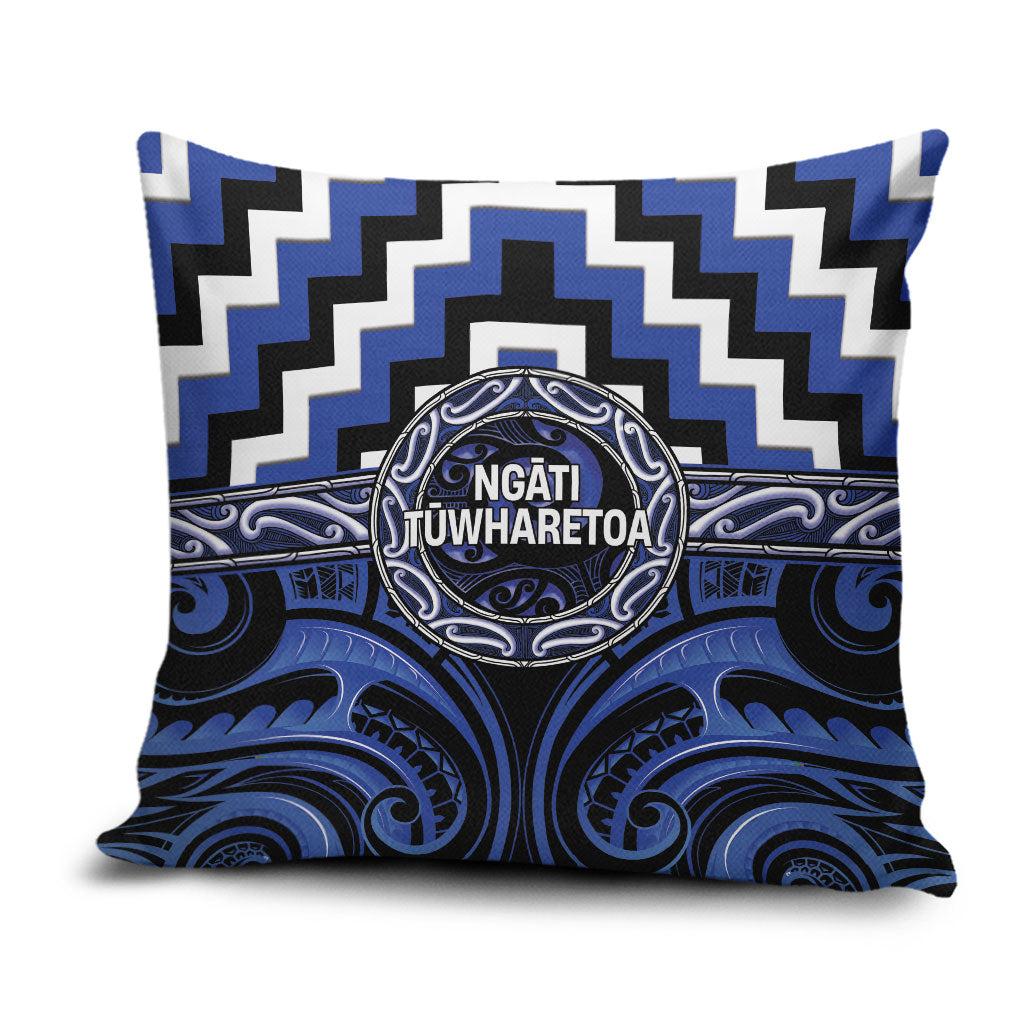 Aotearoa Ngati Tuwharetoa Pillow Cover Maori Iwi Poutama Puhoro Tattoo LT14 Blue - Polynesian Pride