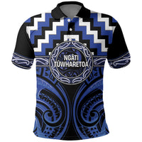 Aotearoa Ngati Tuwharetoa Personalised Polo Shirt Maori Iwi Poutama Puhoro Tattoo LT14 Blue - Polynesian Pride