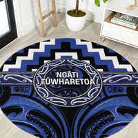 Aotearoa Ngati Tuwharetoa Round Carpet Maori Iwi Poutama Puhoro Tattoo LT14 Blue - Polynesian Pride