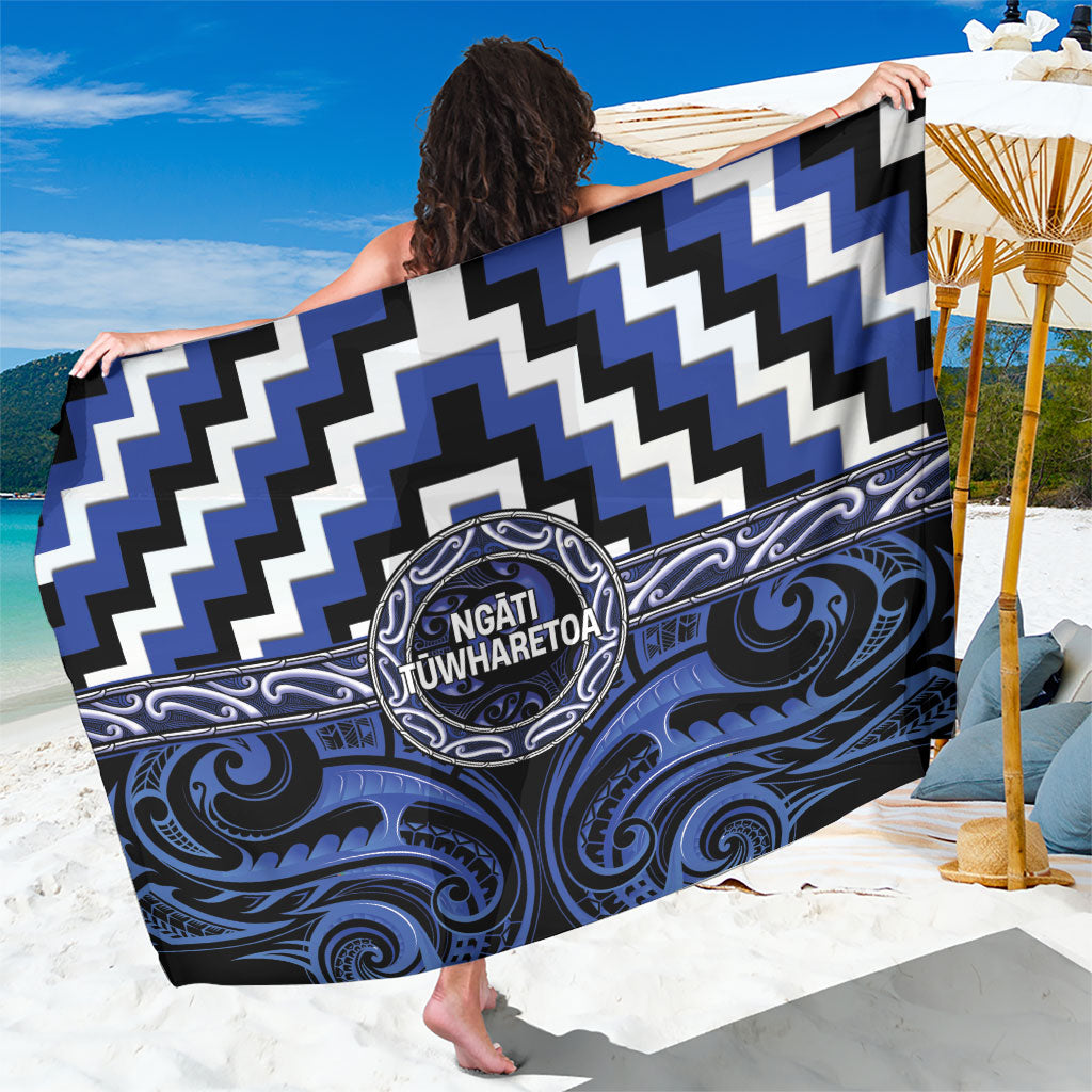 Aotearoa Ngati Tuwharetoa Sarong Maori Iwi Poutama Puhoro Tattoo LT14 One Size 44 x 66 inches Blue - Polynesian Pride