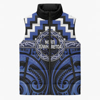 Aotearoa Ngati Tuwharetoa Personalised Sleeveless Puffer Jacket Maori Iwi Poutama Puhoro Tattoo LT14 Unisex Blue - Polynesian Pride